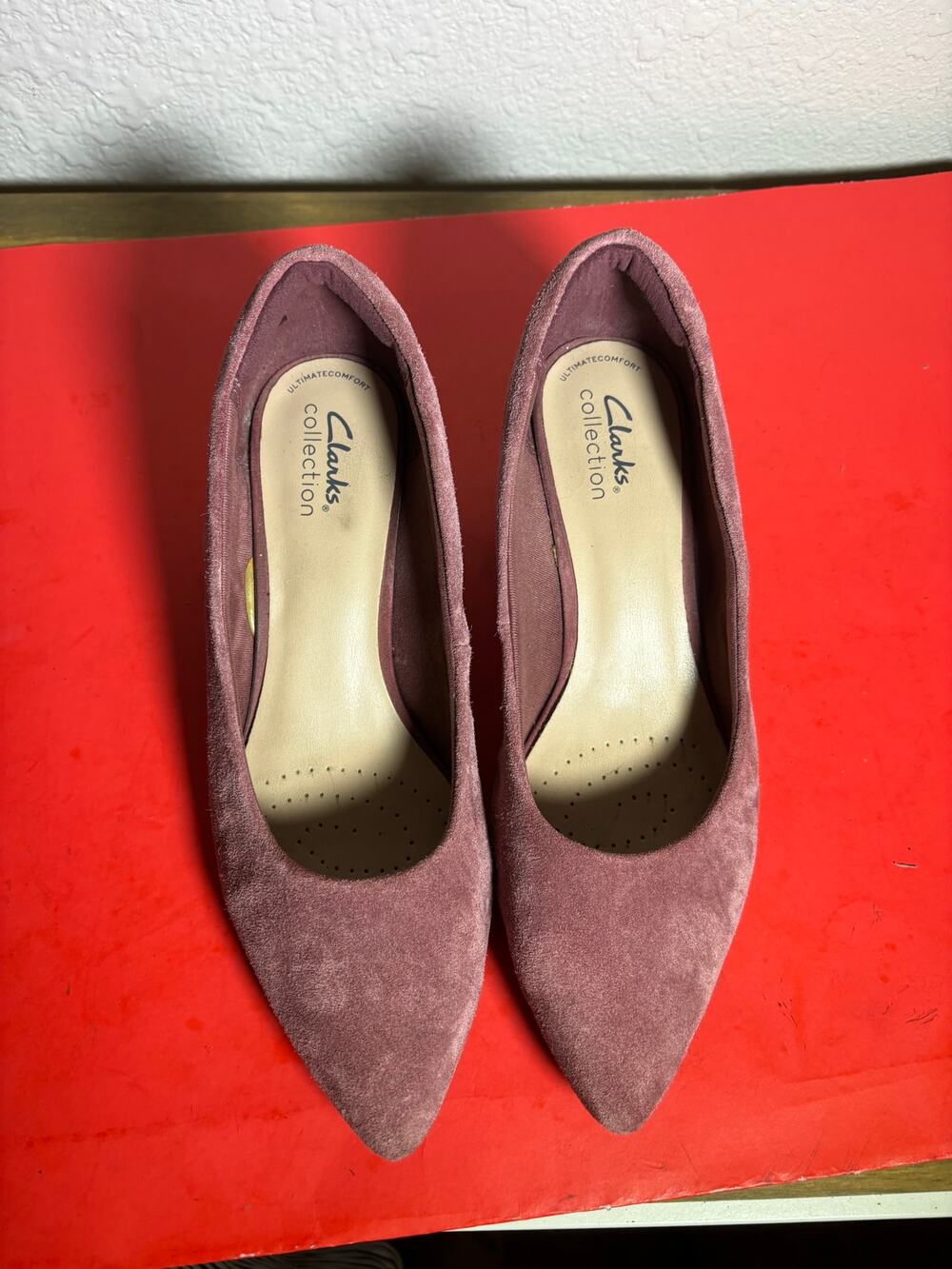Clarks Heels Ultimate Comfort Collection Suede Blush Pink Women’s Size 8 Shoes